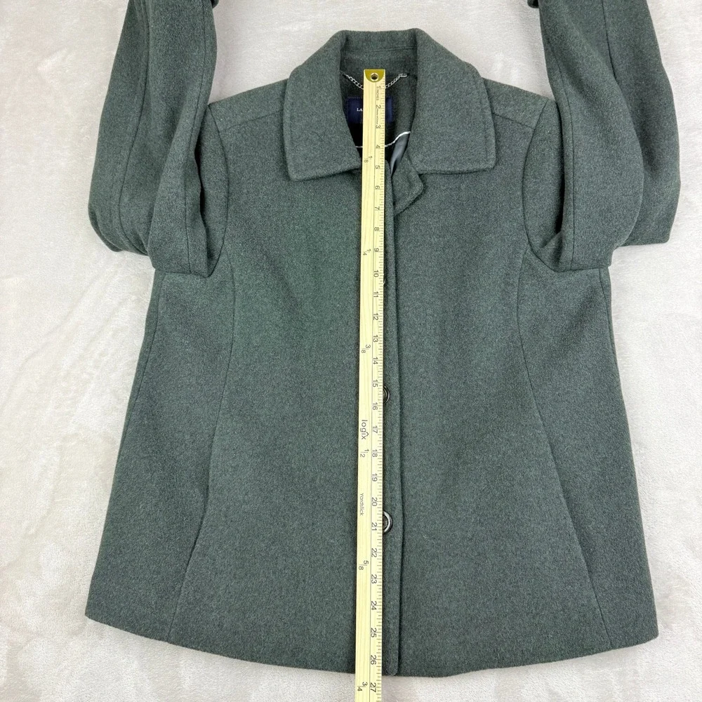 Lands End Womens 12 Peacoat Jacket Hunter Green Wool Cashmere Blend Preppy
